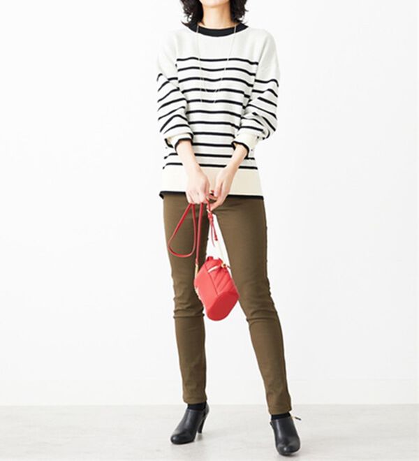 BELLUNA（ベルーナ）の「静電防止！蓄熱綿サテンストレッチカラーパンツスリム（フルレングスパンツ）」｜詳細画像