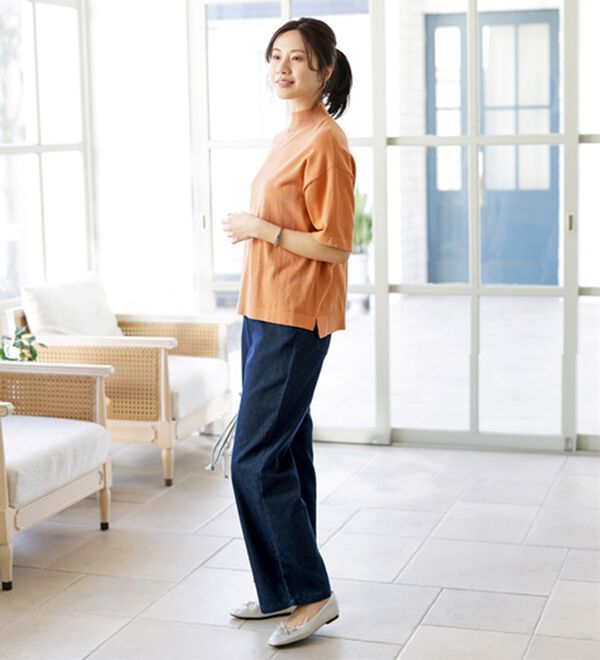 BELLUNA（ベルーナ）の「【選べるデザイン】Ｔシャツが苦手な方に！ひんやり綿混ニットＴ（ニット・セーター）」｜詳細画像