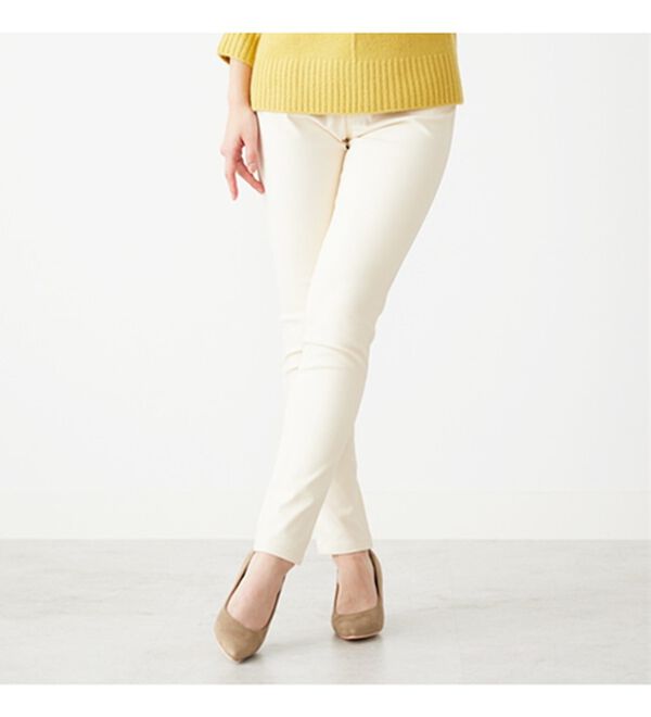 BELLUNA（ベルーナ）の「静電防止！蓄熱綿サテンストレッチカラーパンツスリム（フルレングスパンツ）」｜詳細画像