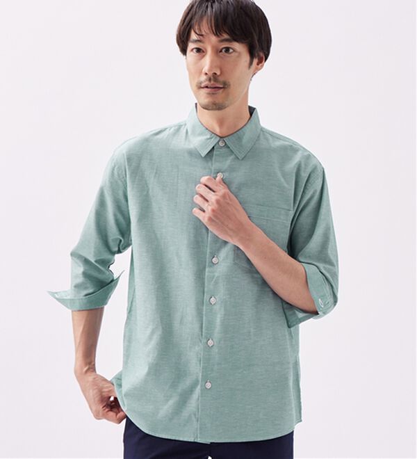 REMEN'S（リメンズ）の「【麻入り】さらっとシャツ（7分袖）（メンズシャツ）」｜詳細画像