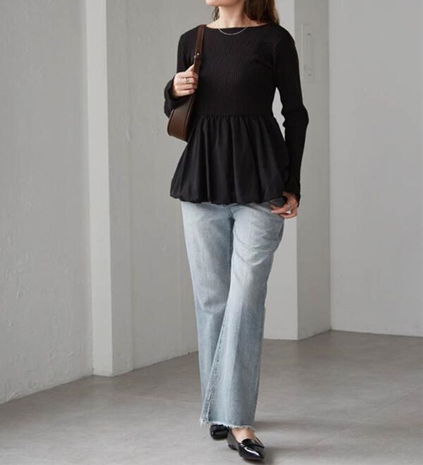 RANAN（ラナン）の「裾バルーンドッキングリブニット（ニット・セーター）」｜詳細画像