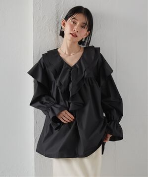 RANAN（ラナン）の「ビッグカラーフリルブラウス（ブラウス）」｜ブラック