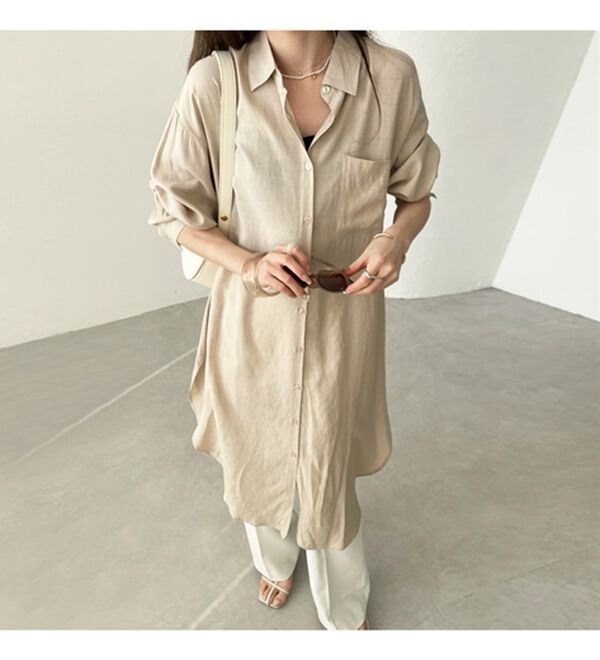 GeeRA（ジーラ）の「スリット入りロングシャツワンピース（シャツワンピース）」｜詳細画像