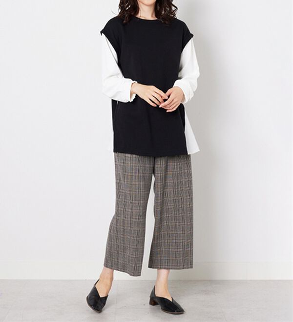 BELLUNA（ベルーナ）の「ストレッチ素材ボタン使いワイドパンツ（その他パンツ）」｜詳細画像