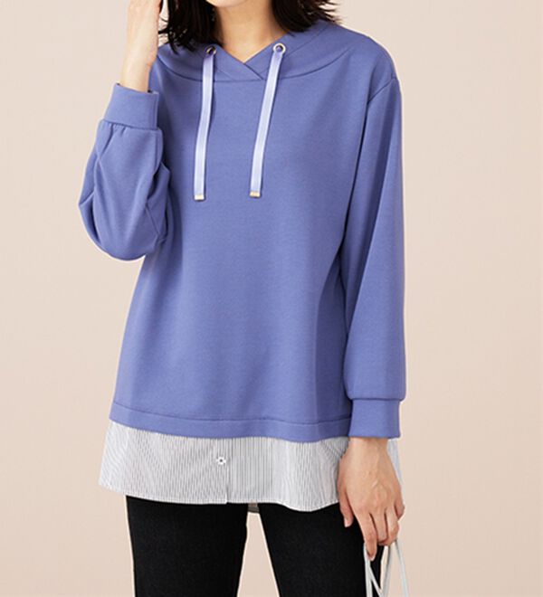 BELLUNA（ベルーナ）の「ワイドネックデザインシャツ切替チュニック（チュニック）」｜詳細画像