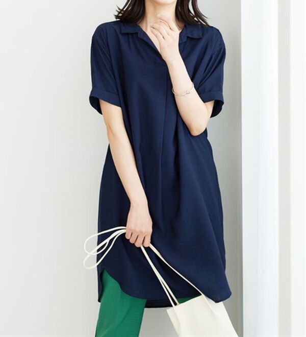 BELLUNA（ベルーナ）の「レーヨンナイロン素材シャツワンピース（その他ワンピース）」｜詳細画像