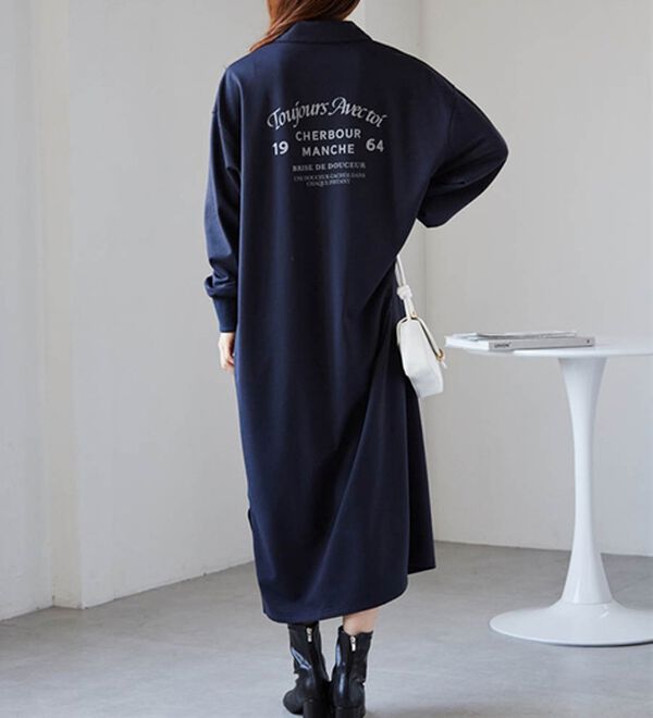 RANAN（ラナン）の「バックプリントポロ襟裏毛ワンピース（その他ワンピース）」｜詳細画像