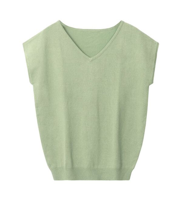 Pierrot（ピエロ）の「【選べる２ネック】シルクタッチフレンチスリーブニット（ニット・セーター）」｜詳細画像