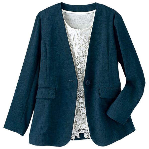 BELLUNA（ベルーナ）の「＜楽スタフィット＞ノーカラージャケット（ノーカラージャケット）」｜詳細画像