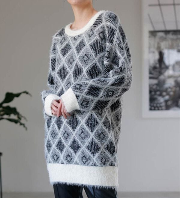 RANAN（ラナン）の「ダイヤ柄配色ニットチュニック（チュニック）」｜詳細画像