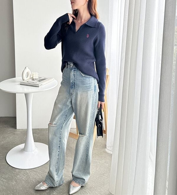 GeeRA（ジーラ）の「【U.S. POLO ASSN.】ポロ衿リブニット（ニット・セーター）」｜詳細画像