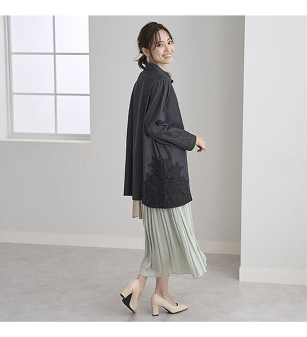 BELLUNA（ベルーナ）の「花柄レース切替デニム素材ブラウス（チュニック）」｜詳細画像