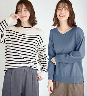 Viola e Viola（ヴィオラ エ ヴィオラ）の「＜選べる衿＞もちもち　ゆるシンプルニット（ニット・セーター）」｜詳細画像