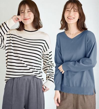 Viola e Viola（ヴィオラ エ ヴィオラ）の「＜選べる衿＞もちもち　ゆるシンプルニット（ニット・セーター）」