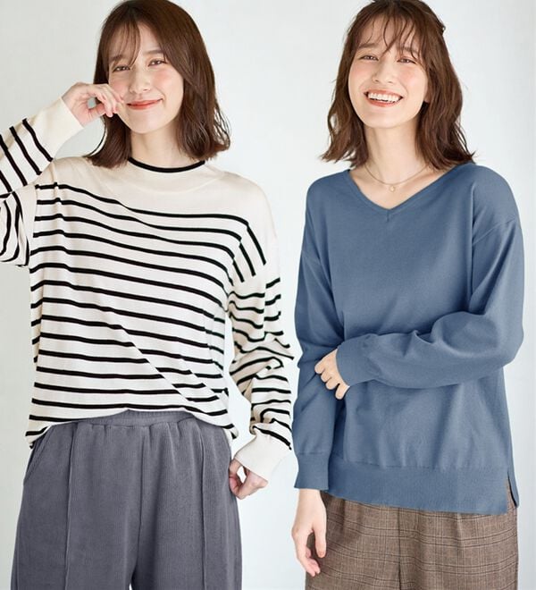 Viola e Viola（ヴィオラ エ ヴィオラ）の「＜選べる衿＞もちもち　ゆるシンプルニット（ニット・セーター）」｜詳細画像