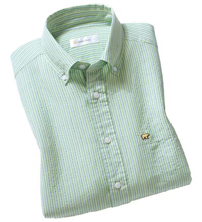 「＜ゴールデンベア＞涼感サッカーストライプシャツ（メンズシャツ）」