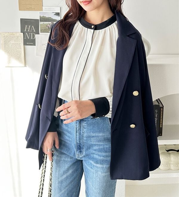 GeeRA（ジーラ）の「前後２ＷＡＹバイカラーブラウス（ブラウス）」｜詳細画像