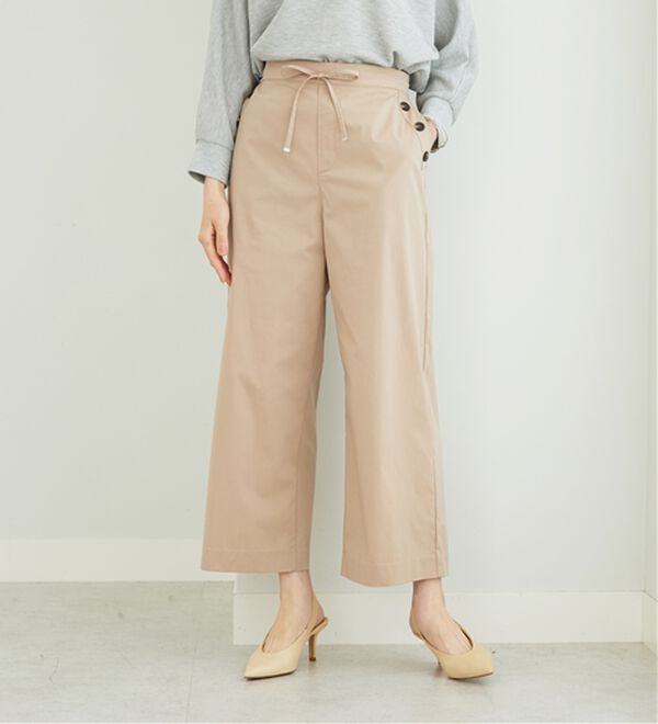 BELLUNA（ベルーナ）の「サラリ綿混ボタン使いワイドパンツ（ワイドパンツ・ガウチョ）」｜詳細画像