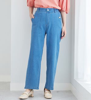 BELLUNA（ベルーナ）の「バルーンシルエットデニムパンツ（ワイドパンツ・ガウチョ）」｜ブルー