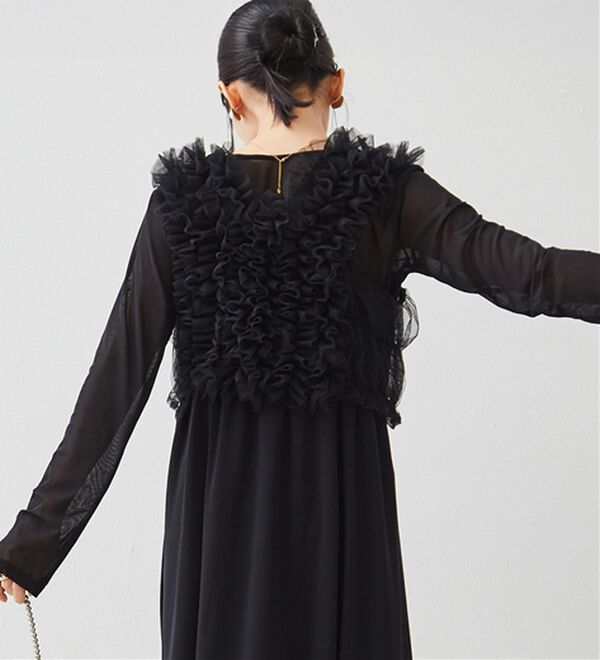 RANAN（ラナン）の「＜３点セット＞チュールフリルベストフレアワンピース（その他ワンピース）」｜詳細画像