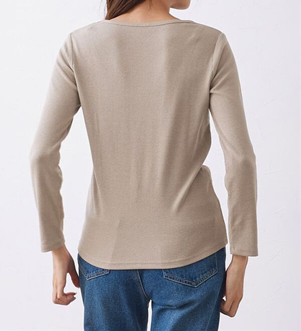 Pierrot（ピエロ）の「【ネックが選べる】テレコリブカットソー（カットソー）」｜詳細画像