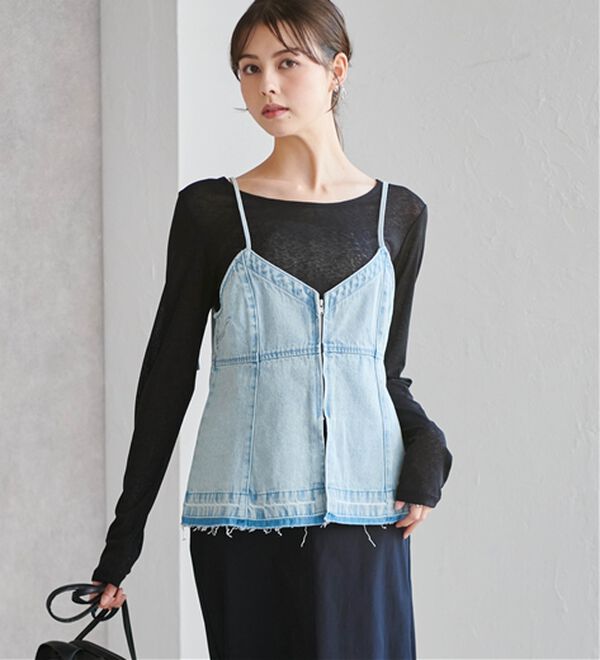 RANAN（ラナン）の「デニム素材キャミビスチェ（タンクトップ・キャミソール）」｜詳細画像