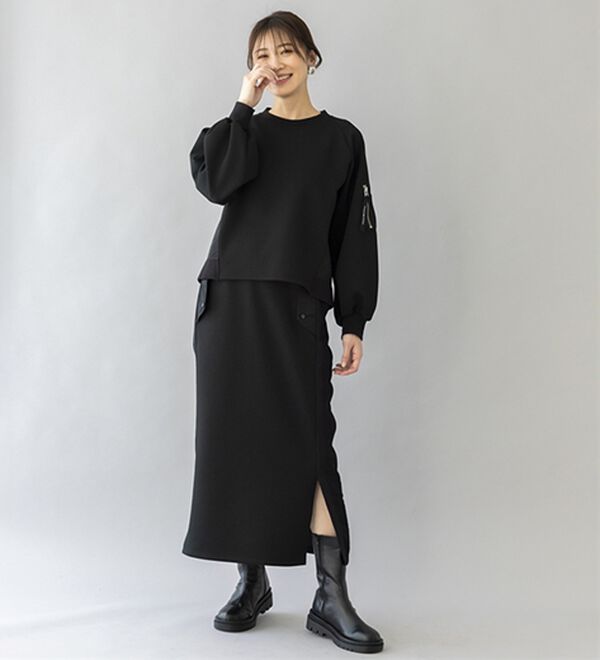 BELLUNA（ベルーナ）の「【ＳＭＡＲＴ　ＥＣＯ　ＪＥＲＳＥＹ】異素材切替スカート（ロングスカート）」｜詳細画像