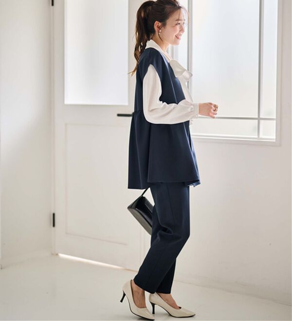 RANAN（ラナン）の「洗える！ペプラムギャザーベストセットアップ（パンツスーツ）」｜詳細画像