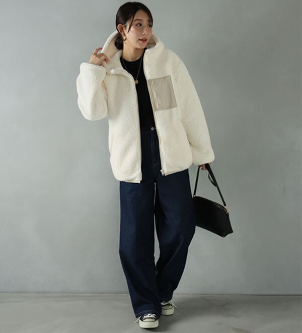 A HAPPY MARILYN（アハッピーマリリン）の「【Ｌ～８Ｌ】中綿入りボアフードブルゾン（ブルゾン）」｜詳細画像