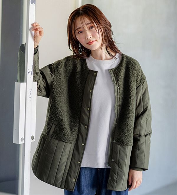 BELLUNA（ベルーナ）の「ボア切替キルトデザインミドル丈コート（ハーフコート）」｜詳細画像