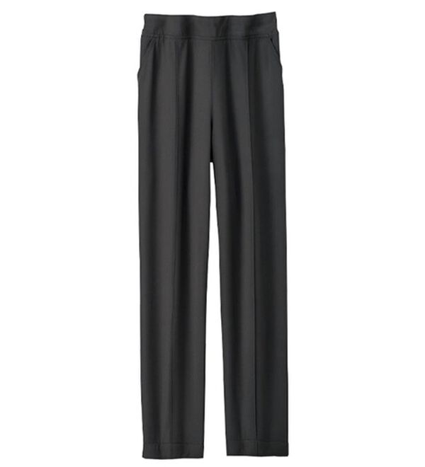 BELLUNA（ベルーナ）の「裏フリースピンタックテーパードパンツ（フルレングスパンツ）」｜黒