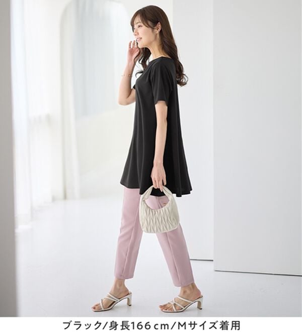 alotta（アロッタ）の「【接触冷感】さらっと快適！高見えフレアーロングチュニックＴシャツ（チュニック）」｜詳細画像