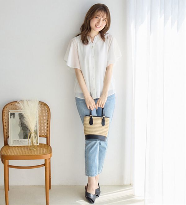 alotta（アロッタ）の「【接触冷感】インナー付ピンタックデザインブラウス【イエベ・ブルべ】（ブラウス）」｜詳細画像