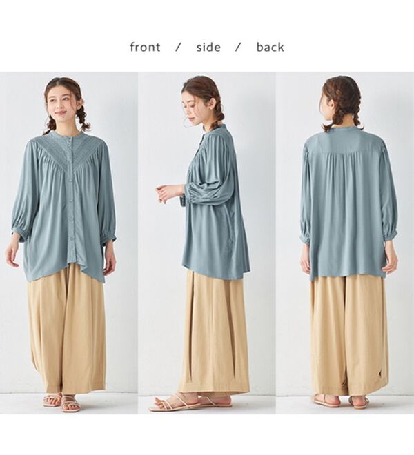 Viola e Viola（ヴィオラ エ ヴィオラ）の「Ｖ切替レースデザインブラウス（ブラウス）」｜詳細画像