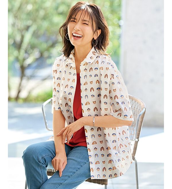 BELLUNA（ベルーナ）の「遊び心はずむ！綿１００％プリントシャツ（シャツ）」｜詳細画像