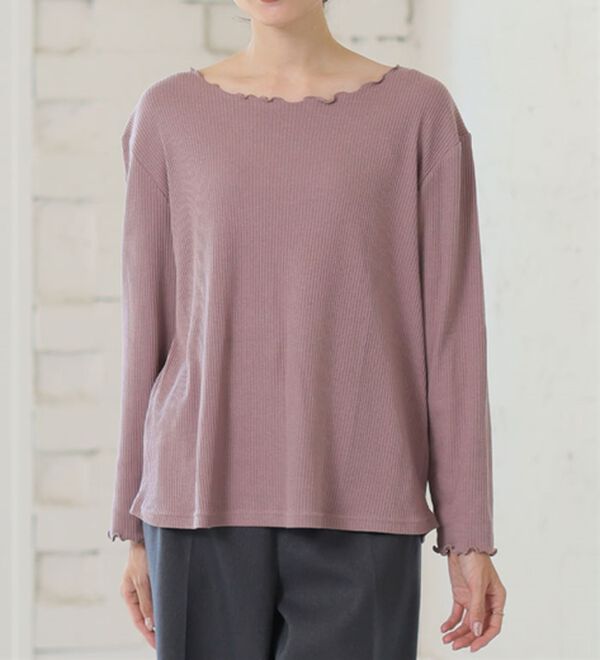 A HAPPY MARILYN（アハッピーマリリン）の「【Ｌ～６Ｌ】Ｒｉｎ こだわったのはシルエットと着心地 すっきり リブ カットソー トップス（カットソー）」｜ダークピンク