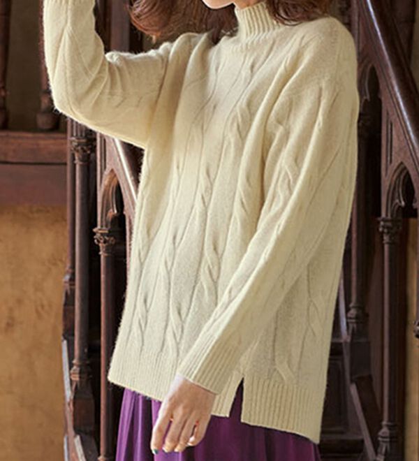 ホワイトヤク混ケーブルセーター - ベルーナ【公式】