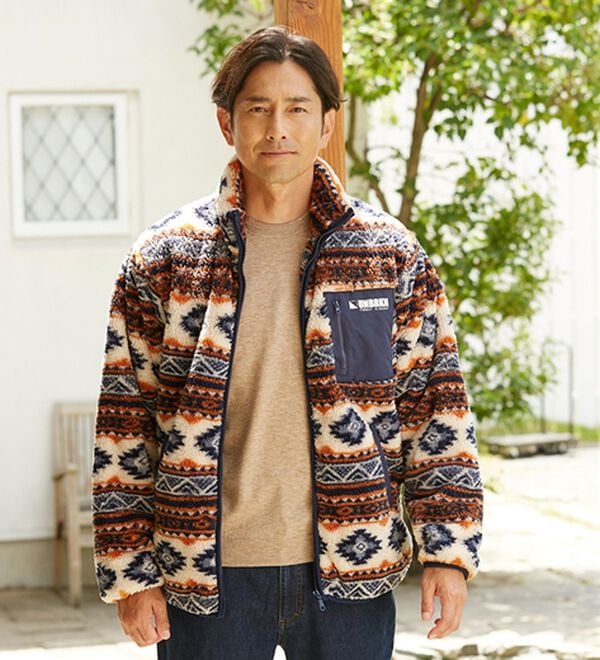 「軽くて暖か総柄ボアブルゾン（メンズブルゾン）」｜詳細画像