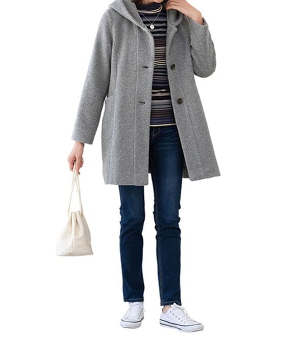 ブークレ素材フードデザインコート - ベルーナ【公式】