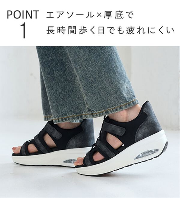 BELLUNA（ベルーナ）の「サッと履けるエアソールスニーカーサンダル（サンダル・ミュール）」｜詳細画像