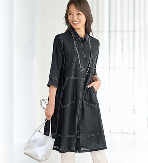 BELLUNA（ベルーナ）の「綿麻ボイルワッシャー素材ステッチ使いチュニックワンピース（チュニックワンピース）」｜詳細画像