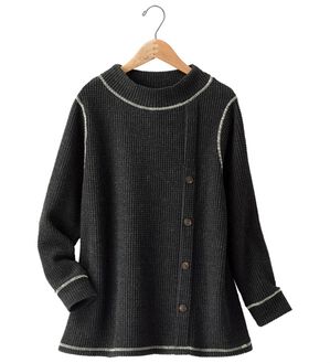BELLUNA（ベルーナ）の「あったか起毛のニット見えデザインプルオーバー（カットソー）」｜詳細画像