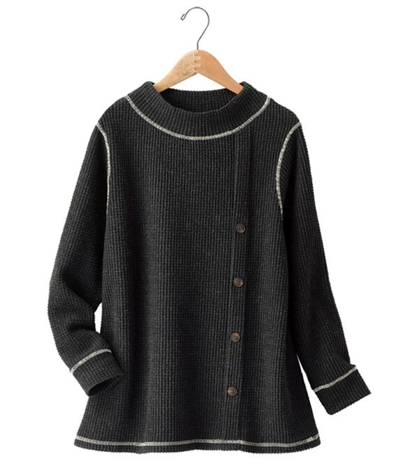 BELLUNA（ベルーナ）の「あったか起毛のニット見えデザインプルオーバー（カットソー）」｜詳細画像