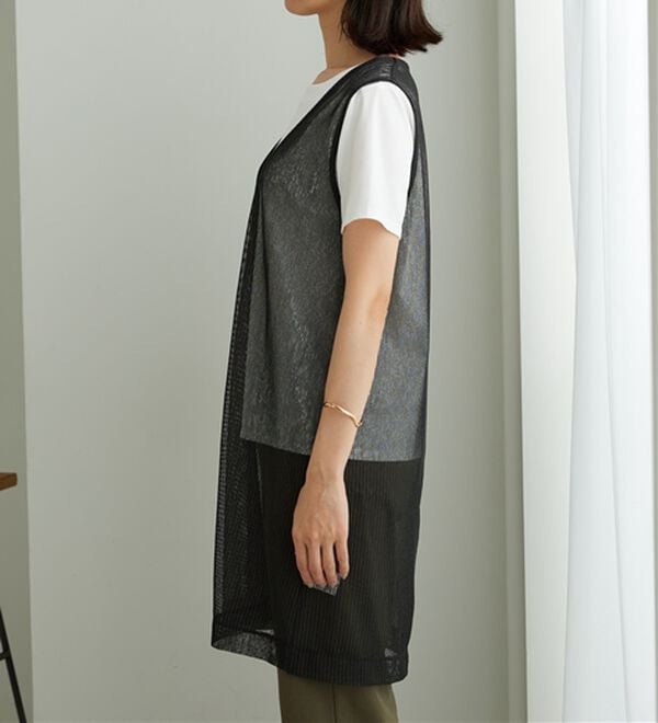 BELLUNA（ベルーナ）の「【2点セット】シアーストライプ素材ジレアンサンブル（アンサンブル）」｜詳細画像