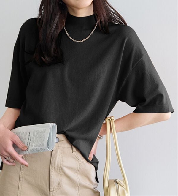 BELLUNA（ベルーナ）の「Ｔシャツが苦手な方に！ひんやり綿混ニットＴ【選べるデザイン】（ニット・セーター）」｜詳細画像
