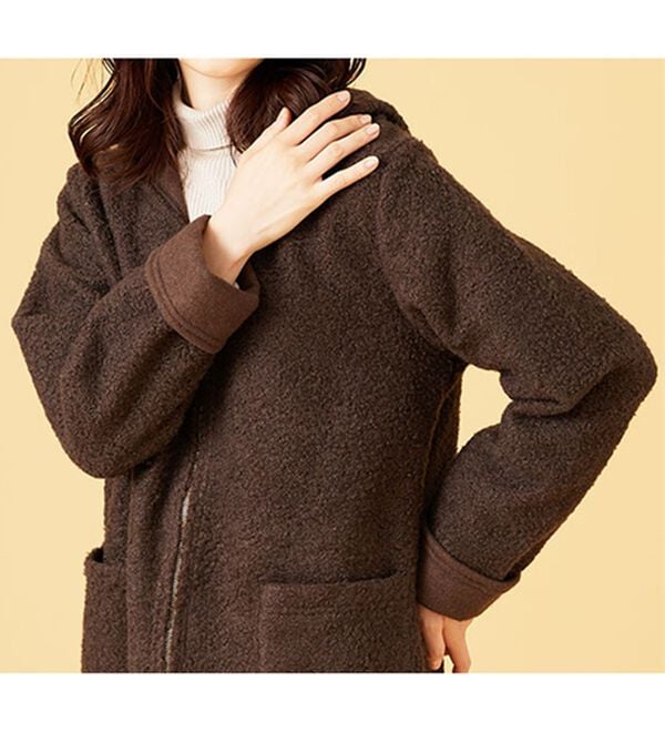 BELLUNA（ベルーナ）の「ボア素材フードデザインコート（ロングコート）」｜詳細画像