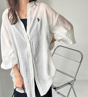 GeeRA（ジーラ）の「【Ｕ．Ｓ．　ＰＯＬＯ　ＡＳＳＮ．】バンドカラーシアーシャツ（シャツ）」｜オフホワイト