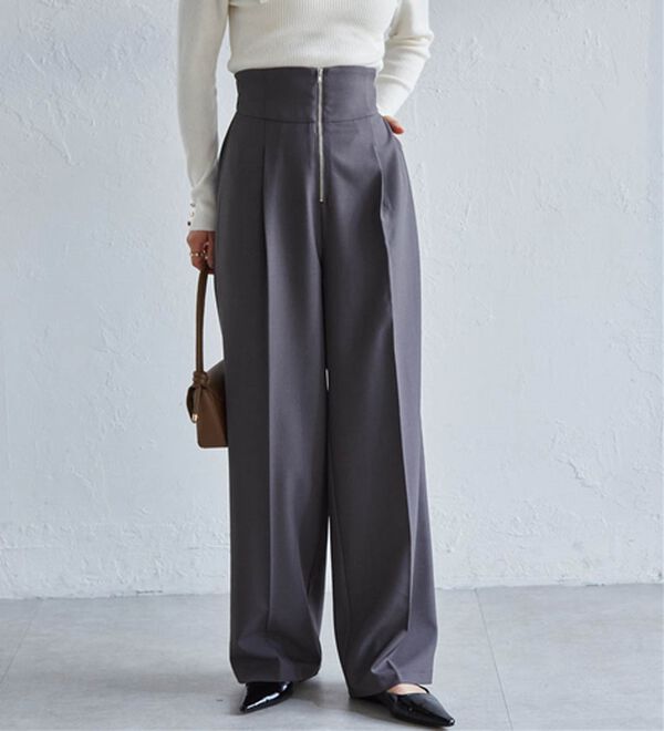 RANAN（ラナン）の「ハイウエストジップワイドパンツ（ワイドパンツ・ガウチョ）」｜詳細画像