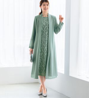 BELLUNA（ベルーナ）の「ロングジャケット花柄レースワンピースアンサンブル（ワンピースセットスーツ）」｜詳細画像