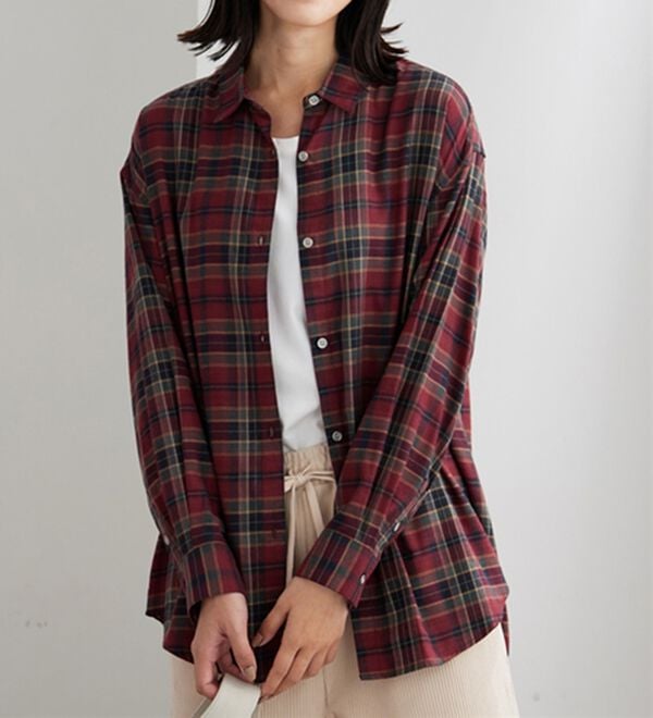 BELLUNA（ベルーナ）の「ゆったり快適チェック柄シャツチュニック（チュニック）」｜詳細画像